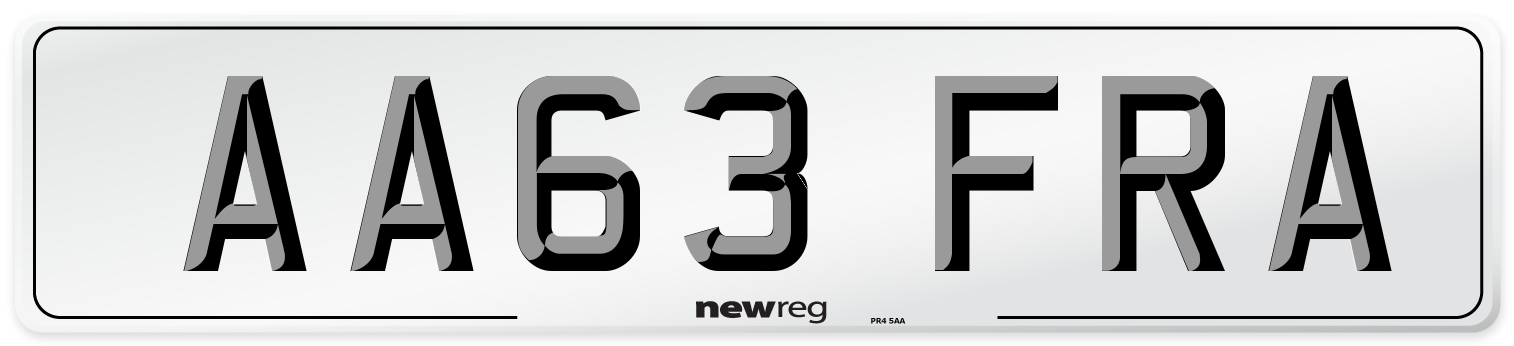 AA63 FRA Number Plate from New Reg